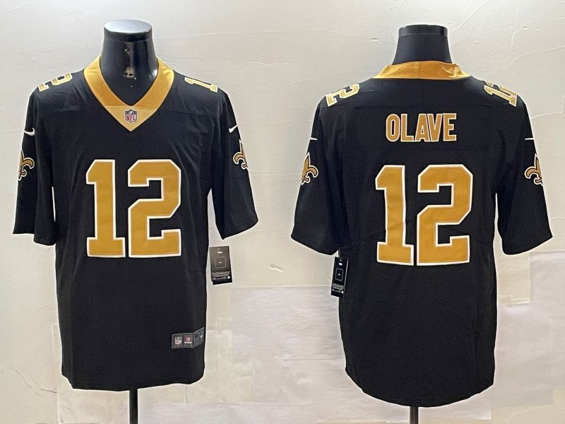 Men New Orleans Saints #12 Olave Black Second generation 2024 Nike Limited NFL Jersey style 1